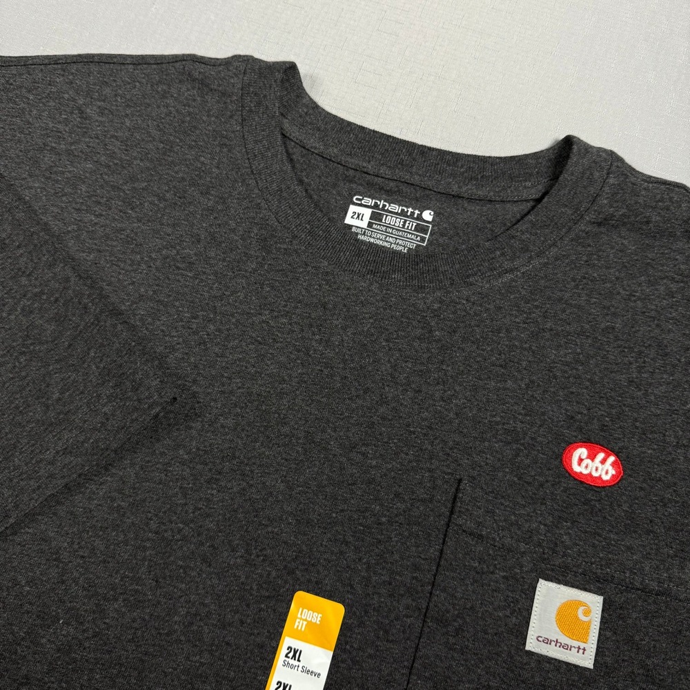 Carhartt K87 Loose Fit Pocket T-Shirt Mens 2XL Carbon Heather Gray Cobb Logo